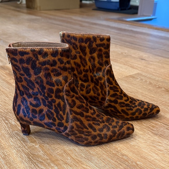 Madewell Dimea Brown Leopard Calf Hair Ankle Booties - Picture 1 of 5